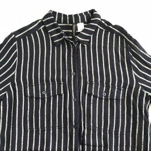 H&M long stripped button up shirt